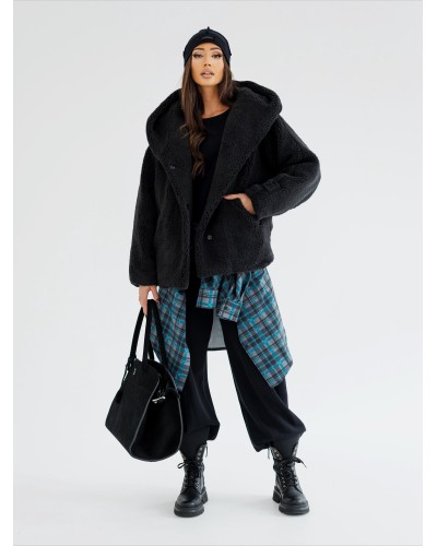 Krótka kurtka teddy By o la la...! czarna