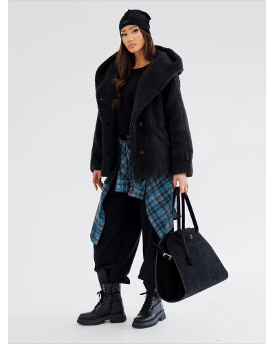 Krótka kurtka teddy By o la la...! czarna