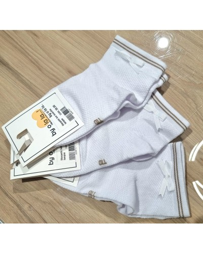 Skarpetki z kokardką By o la la...! białe z beżem