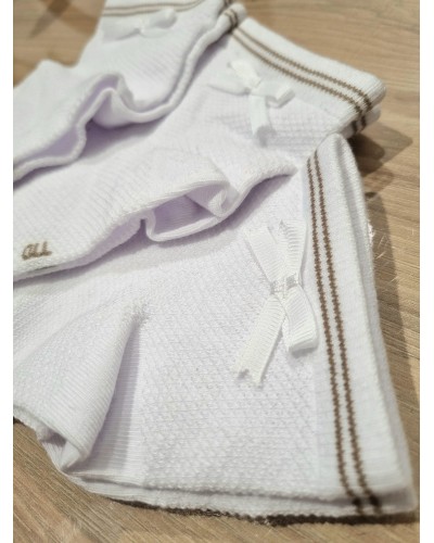 Skarpetki z kokardką By o la la...! białe z beżem