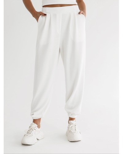 Spodnie materiałowe By o la la...! śmietankowe