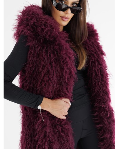 Kamizelka lama z kapturem By o la la...! merlot