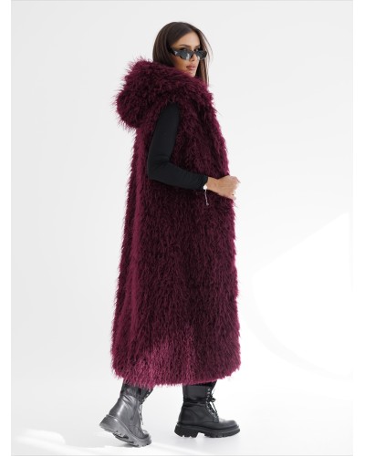 Kamizelka lama z kapturem By o la la...! merlot