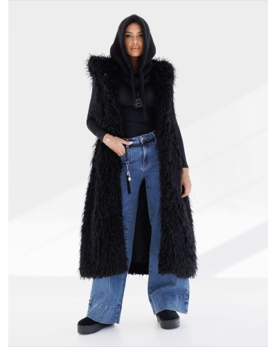 Kamizelka lama z kapturem By o la la...! czarna