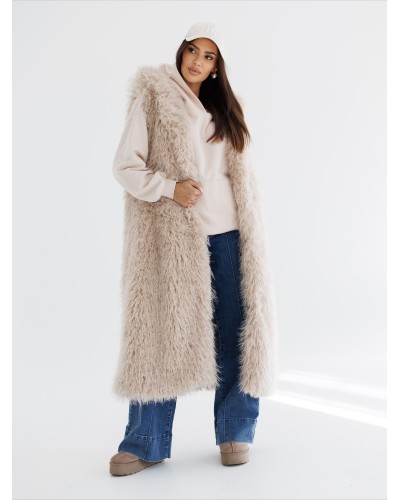 Kamizelka lama z kapturem By o la la...! beżowa