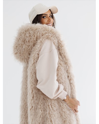 Kamizelka lama z kapturem By o la la...! beżowa