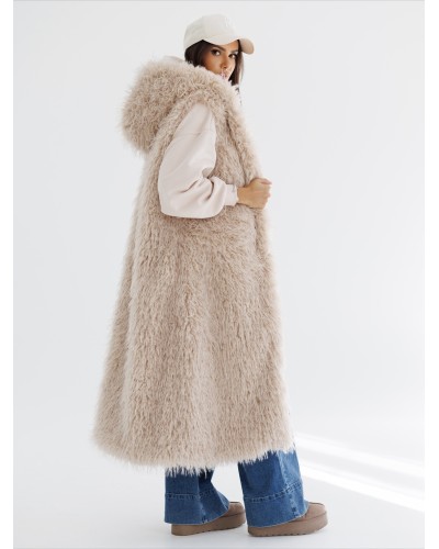 Kamizelka lama z kapturem By o la la...! beżowa