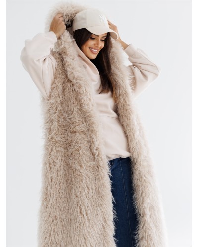 Kamizelka lama z kapturem By o la la...! beżowa