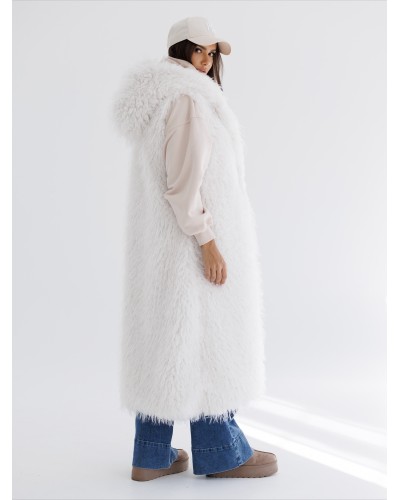 Kamizelka lama  z kapturem By o la la...! śmietankowa