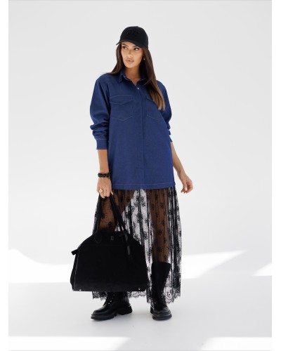 Sukienka koszulowa z koronkowym dołem By o la la...!