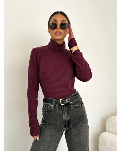 Golf prążkowany Mia bordowy