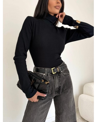 Golf prążkowany Mia czarny