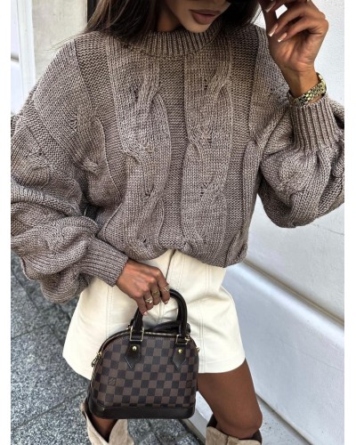 Sweter Aura czekoladowy melanż