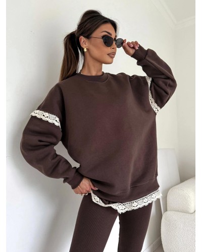 Bluza z koronką Lila czekoladowa