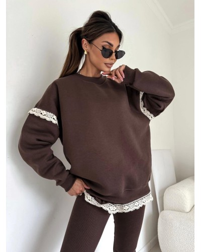 Bluza z koronką Lila czekoladowa