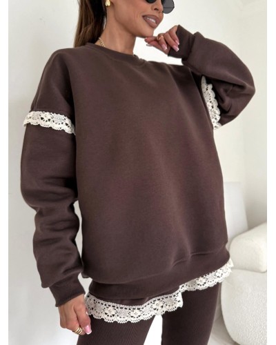 Bluza z koronką Lila czekoladowa