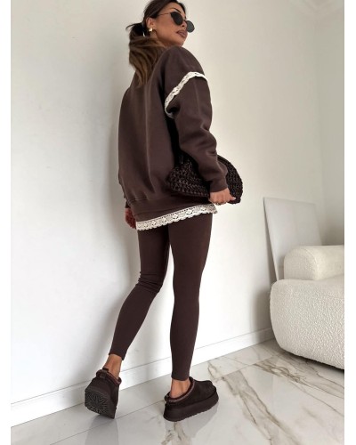 Legginsy prążkowane Lila czekoladowe