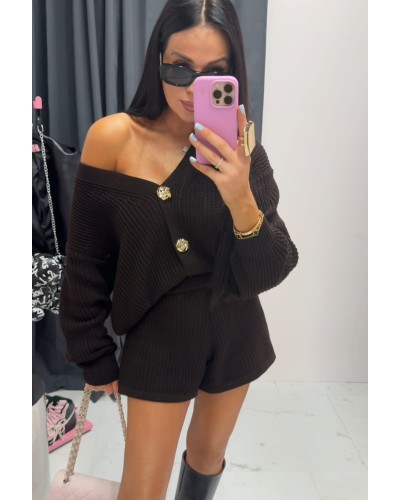 Komplet sweter plus spodenki La Milla czekoladowy