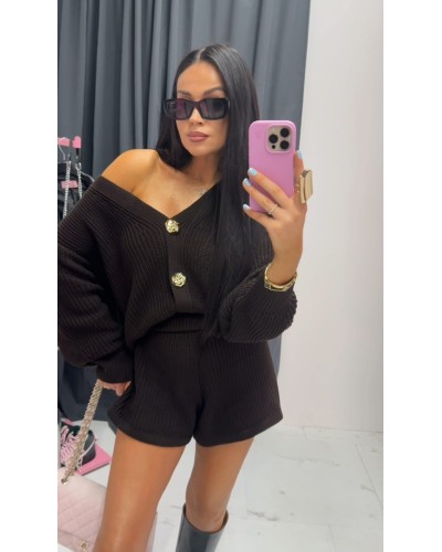 Komplet sweter plus spodenki La Milla czekoladowy