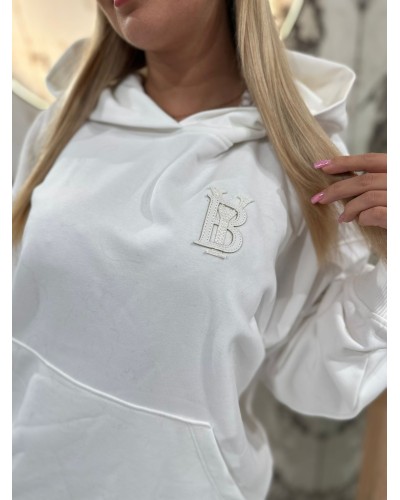Bluza z kapturem By o la la...! śmietankowa