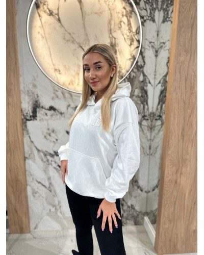 Bluza z kapturem By o la la...! śmietankowa