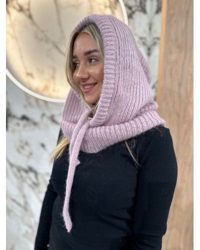 Balaclava moherowa By o la la...! pudrowy róż