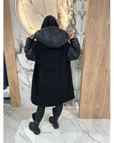 Kurtka baranek z pikowanymi rękawami By o la la...! czarna