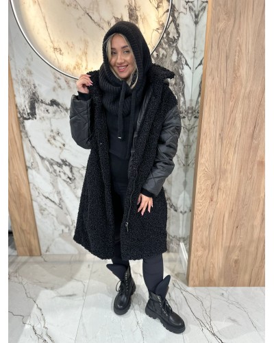 Kurtka baranek z pikowanymi rękawami By o la la...! czarna