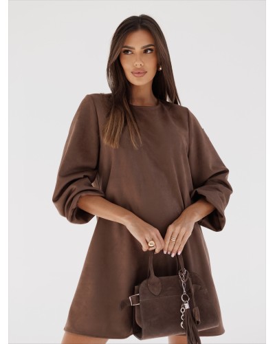 Sukienka zamszowa By o la la...! kakaowa