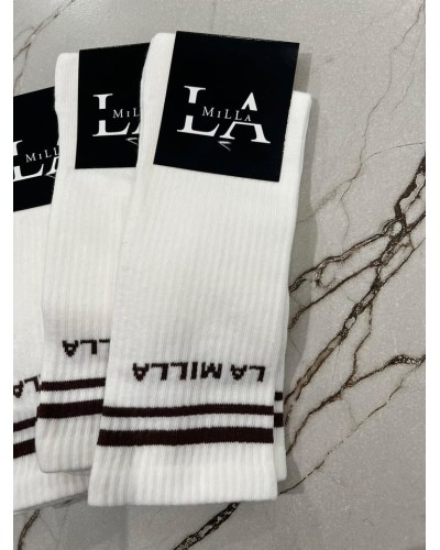 Skarpetki z lampasem La Milla białe z czekoladą