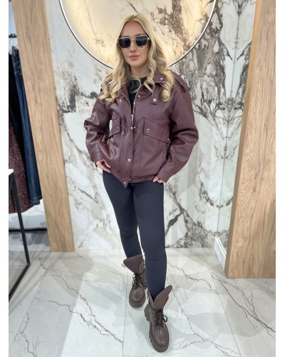 Bomberka skórzana By o la la...! merlot