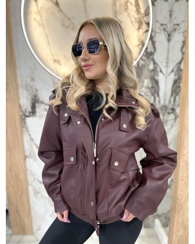 Bomberka skórzana By o la la...! merlot