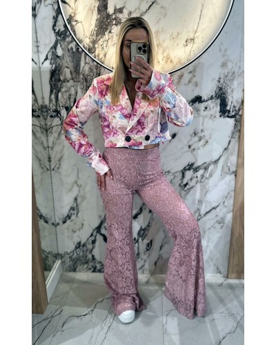 Spodnie koronkowe Nela pudrowy róż