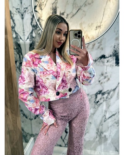 Spodnie koronkowe Nela pudrowy róż