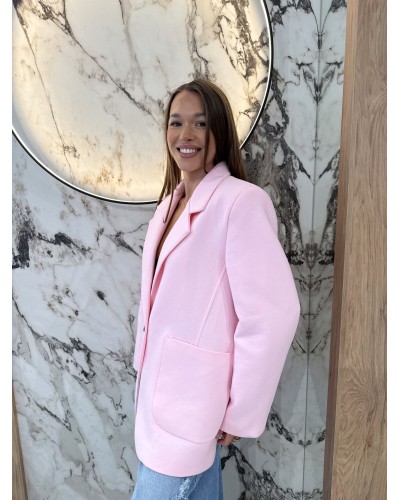 Marynarka oversize z kieszeniami EMO jasny róż