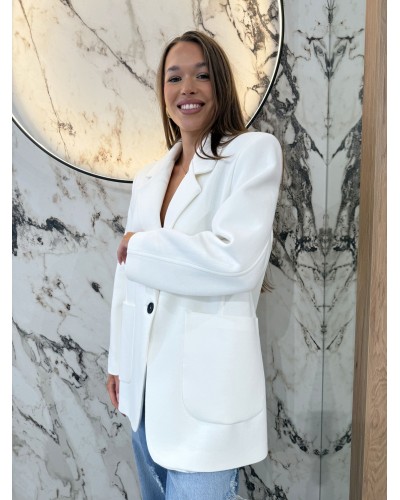 Marynarka oversize z kieszeniami EMO biała