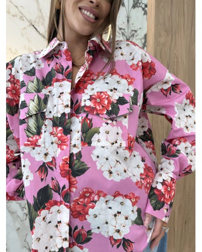 Koszula w kwiaty La Milla różowa