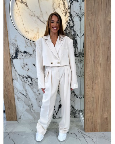 Marynarka krótka materiałowa EMO jasny beż