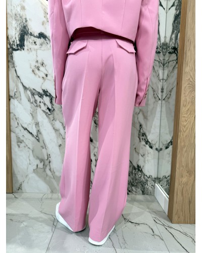 Spodnie materiałowe w kant EMO różowe