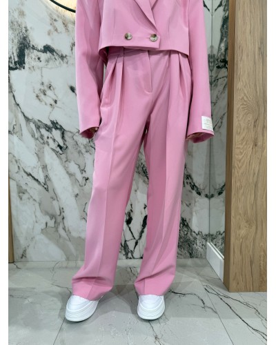 Spodnie materiałowe w kant EMO różowe