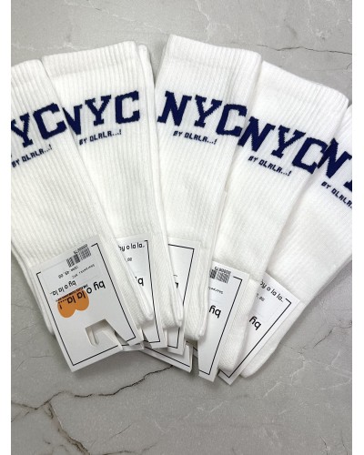 Skarpetki NYC By o la la...! granatowy napis