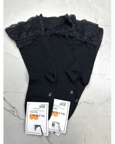 Skarpetki z koronką wysokie By o la la...! czarne