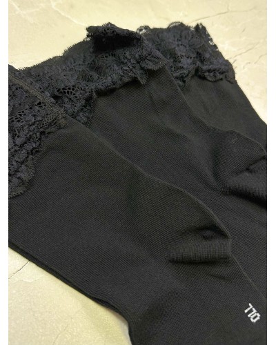 Skarpetki z koronką wysokie By o la la...! czarne