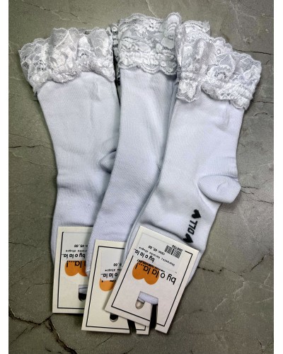 Skarpetki z koronką wysokie By o la la...! białe