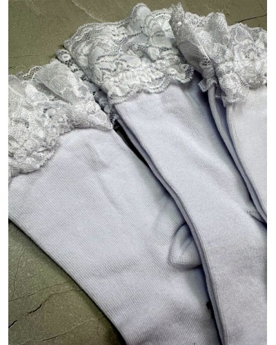 Skarpetki z koronką wysokie By o la la...! białe