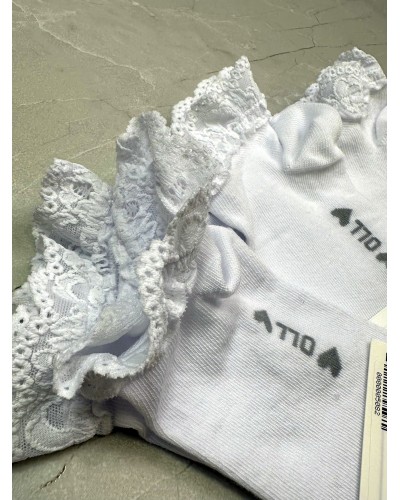 Skarpetki krótkie z koronką By o la la...! białe