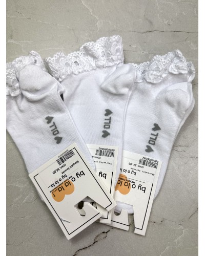 Skarpetki krótkie z koronką By o la la...! białe