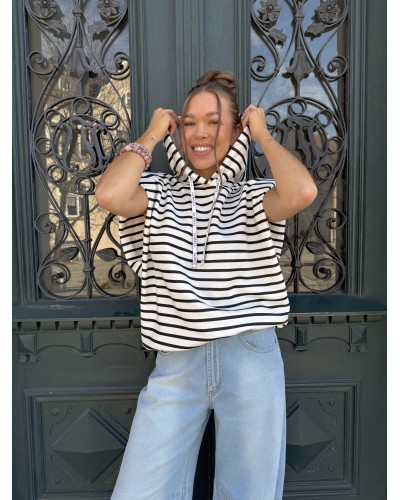 Bluza w paski z krótkim rękawem La Milla czarno-biała