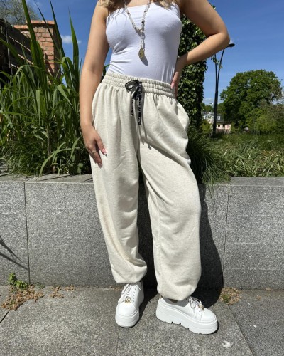 Spodnie dresowe La Milla beżowy melanż