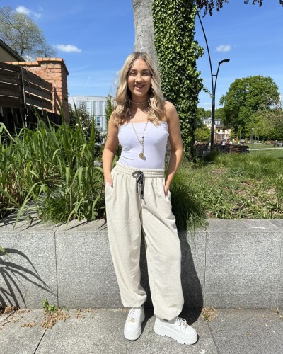 Spodnie dresowe La Milla beżowy melanż